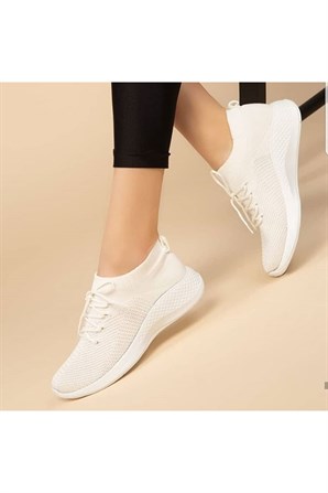 Aleyna Beyaz Triko Kadın Spor Ayakkabı