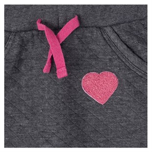 Anthracite Melange Color Quilted Heart Printed Waist Elastic Pocket طفل-بناتي Skirt|FC 114937