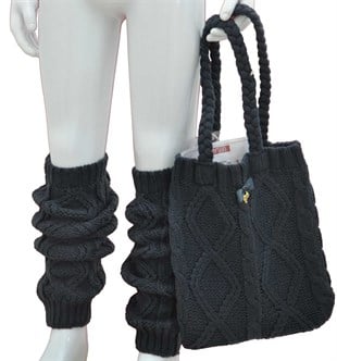 Anthracite Knitwear Leggings And Bag Set|!BS 33856