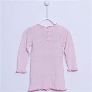 طفل-بناتي Powder color Front From Detailed Long Sleeve Knitwear Dress | T 31756