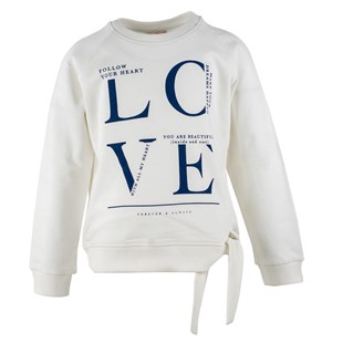 White color Hooded Printed Long Sleeve Girls T-Shirt with Side Tie|JS 312746