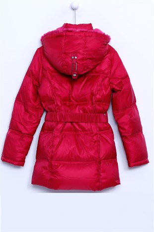 Burgundy color hat arched in-arched cuffs tire inflatable girl child coats | MC 9109