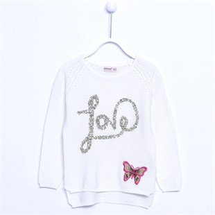 Ecru Butterfly Printed Long Sleeve Knitwear Sweater|T 210409