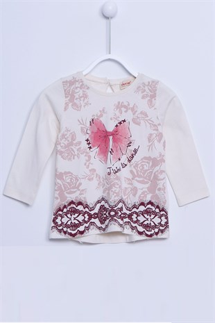 Ecru Printed Knitted Long Sleeved T-Shirt |BK 73291