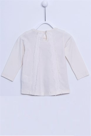 Ecru Printed Knitted Long Sleeved T-Shirt |BK 73291