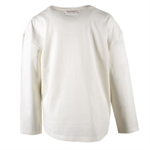 Ecru color Printed Crew Neck Long Sleeve Girls T-Shirt|BK 312744