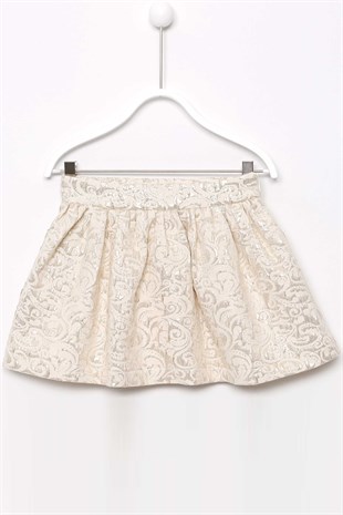 Ecru color Skirt Knitted Evening Dress Glittery Skirt Girl Child |FC 74312