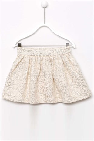 Ecru color Skirt Knitted Evening Dress Glittery Skirt Girl Child |FC 74312