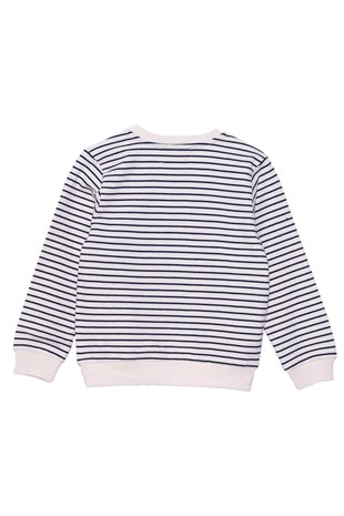 Ecru color Sweat Shirt Knitted Long Sleeve Applique Pattern Striped Sweatshirt Boys |JS 210835