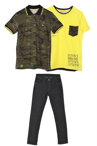 Boys Children 3s Woven Pants Suit - & BK 315508 Yellow-BK 315517 Khaki-PC 315522 Black