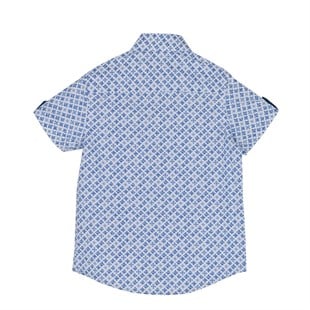 Boys Children White color Patterned Handles Button Detailed Short Sleeve Woven Shirt | GC 216248