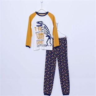 Male child mustard color printed pajamas suit -! PJM 312942