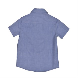 Boys Children Navy Blue color Handles Button Detailed Short Sleeve Woven Shirt | GC 216266
