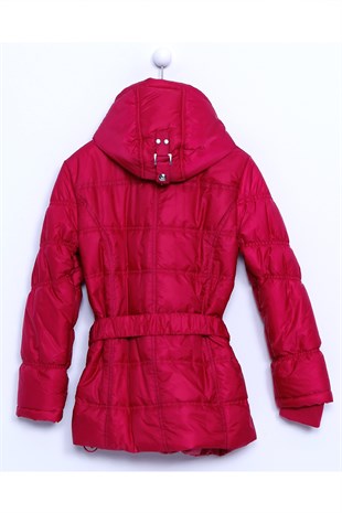 Fuchsia color Inflatable Girls Coat with Hat Belt, Crochet Cuffs Elastic Inflatable |MC 9106