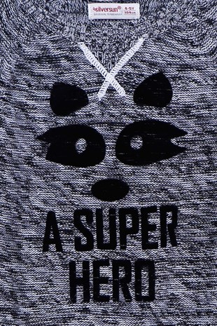Gray Printed Long SleeveKnitwear Sweater|T 210689