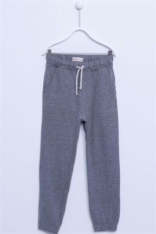 Gray Waist And Legs Elastic Sweat Pants|JP-312596