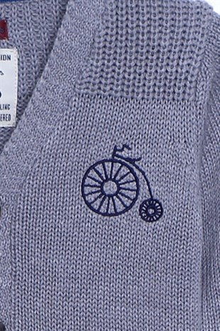 Gray Pocket Front Button Closure Long SleeveKnitwear Cardigan|T 110082