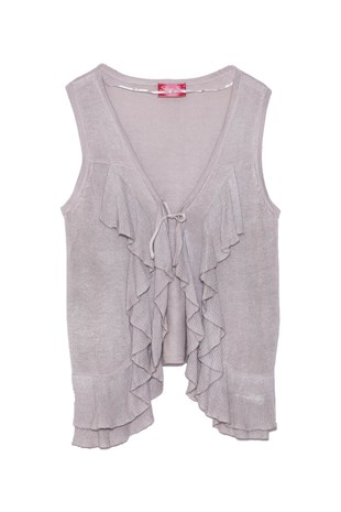 Gray Frilly Knitwear Vest|T 23269