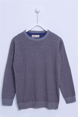 Gray color Sweater Crew Neck Long Sleeved Knitwear Sweater Boy |T-312491