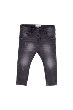 Gray color Jeans Denim Washed 5 Pockets Adjustable Inside Waist Jeans Bطفل-ولادي|PC 110153