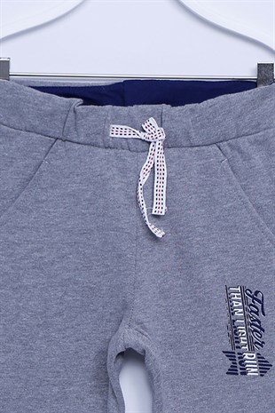 Gray color Sweat Pants Knitted Printed Elastic Waist And Elastic Sweatpants Boy |JP-212584
