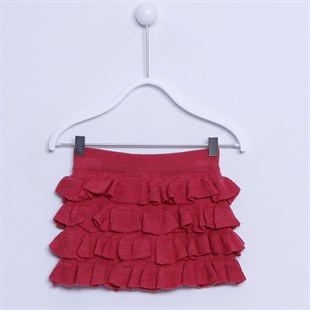 Rose Kurusu Knitted Skirt With Elastic Waist In Layers With Frills|FC 21381