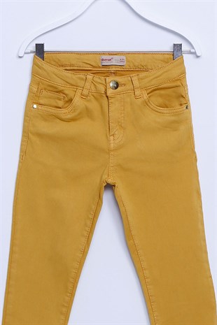 Mustard color Trousers Jeans With Pockets Jeans For Girls Girls |PC-312838