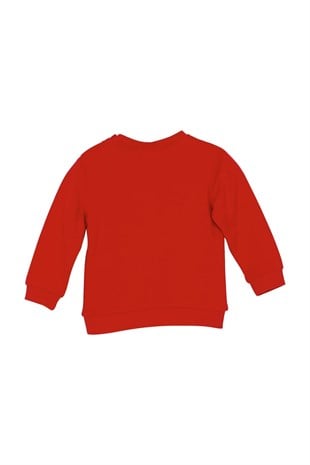 Red Color Printed Shoulder Button Closure Long Sleeve Bطفل-ولاديSweatshirt |JS 113004