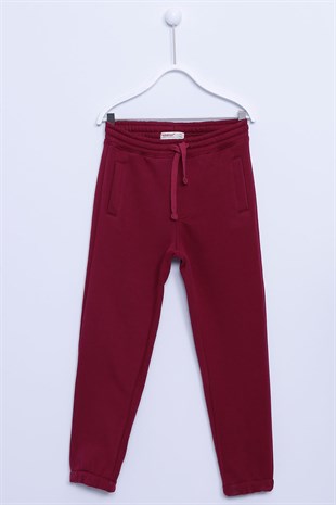 Red color Sweat Trousers Knitted Leg And Waist Elastic Pocket Sweatpants Boy |JP-313283