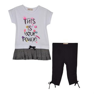 Girl child white color printed skirt tip FIRIFRLI t-shirt tights suit | ! KT 215345 TSHIRT & Tights.