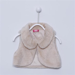 Girls Ecru color Plush Vest|YC 22500