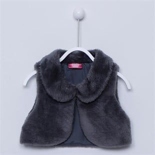 Girls Gray Plush Vest|YC 22500