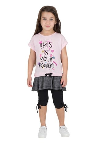 Girl child pink color printed skirt tip FIRIFRLI t-shirt tights suit | ! KT 215345 TSHIRT & Tights.