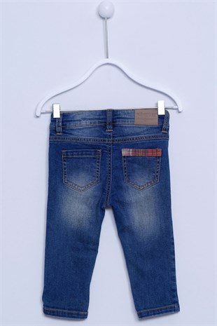 Dark Denim color Jeans Denim 5 Pocket Adjustable Inside Waist Jeans Bطفل-ولادي|PC 110222