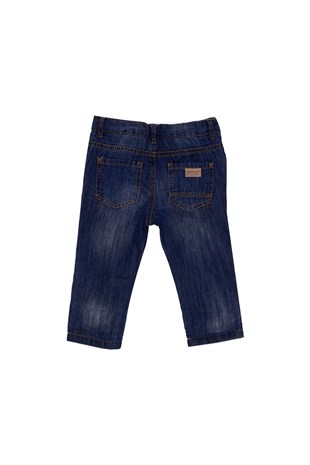 Dark Denim color Trousers Denim Printed 5 Pockets Adjustable Inside Waist Jeans Bطفل-ولادي|PC 110018