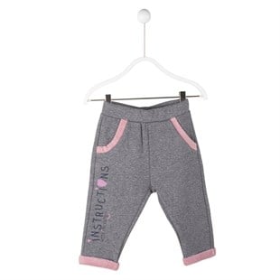 Dark Gray color Waist Elastic Waist Elastic Pocket Hems And Pockets Kurdish Detail طفل-بناتي Sweatpants|JP 114818