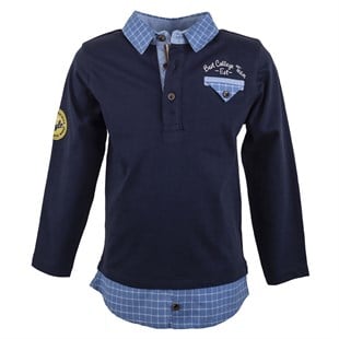 Navy Blue color Printed Pocket Detailed Shirt Look Long Sleeve Boys T-Shirt|BK 214775