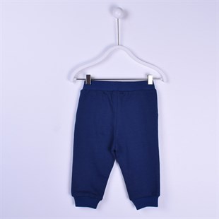 Navy Blue color Waist And Legs Elastic Pocket طفل-بناتي Sweatpants |JP 113164