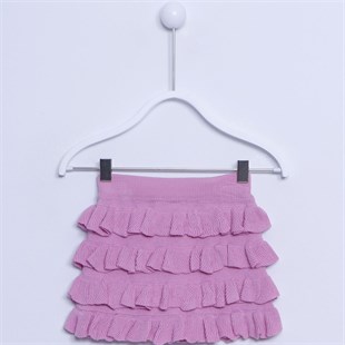 Lilac Elastic Waist Knitted Skirt With Ruffle Layers In Layers|FC 21381