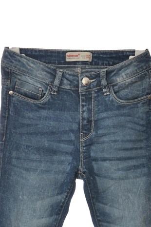 Blue color Jeans Denim 5 Pocket Washed Washed Tasseled Leg Jeans Girls Child |PC 310576