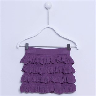 Purple Knitted Skirt With Elastic Waist In Layers With Ruffles|FC 21381