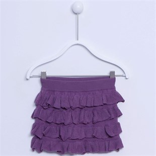 Purple Knitted Skirt With Elastic Waist In Layers With Ruffles|FC 21381