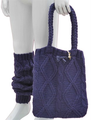 Purple Knitwear Leggings And Bag Set|!BS 33856