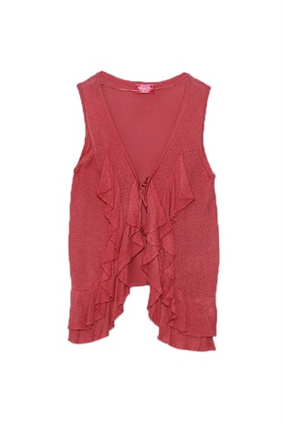 Pink Frilly Knitwear Vest|T 23269
