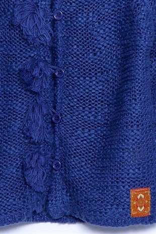 dark blue Front Buttoned Pompom Knitwear Cardigan|T 210435