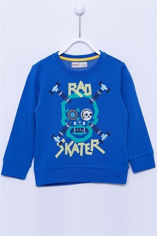 navy blue color Sweat Shirt Knitted Long Sleeve Printed Sweatshirt Boy |JS-212359