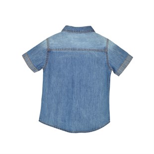 Silversunkids | Erkek Bebek Koyu Mavi Denim Renkli Cepli Kısa Kollu Kot Gömlek | GC 116081