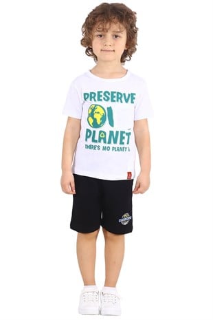 Silversunkids | Boys Childrens White Color Printed Bicycle Collar T-Shirt | BK 217923