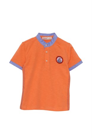 Silversunkids | Boys Children Coral color Polo Collar T-Shirt | BK 217995-2