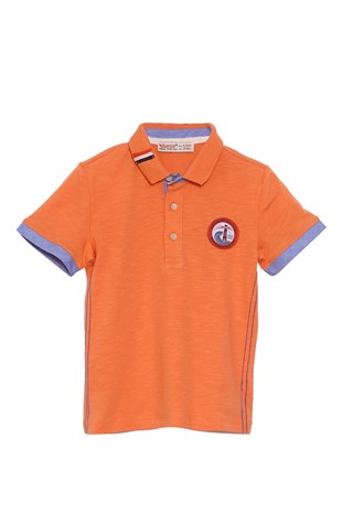 Silversunkids | Boys Children Coral color Polo Collar T-Shirt | BK 217995-1